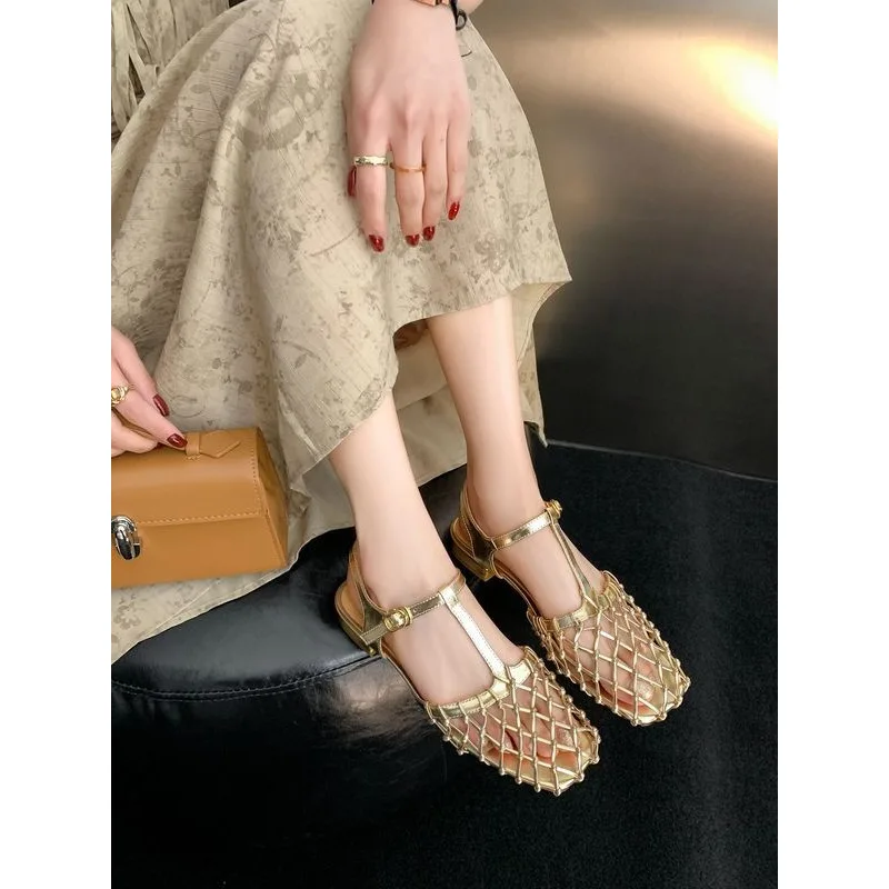 gold sandals flat