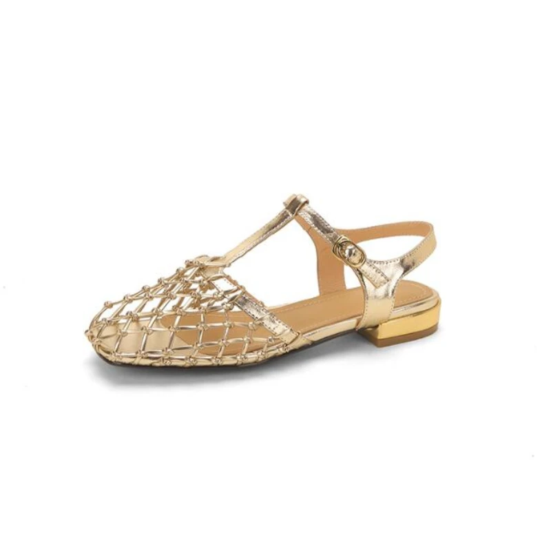 gold sandals flat