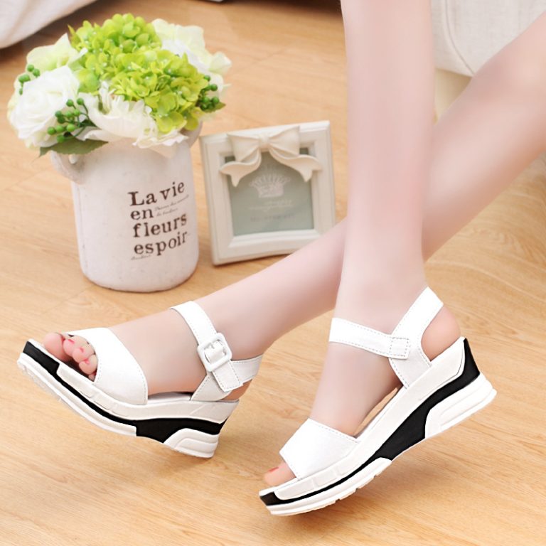 leather wedge sandals