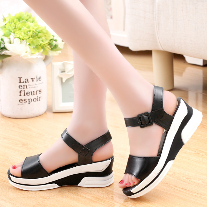 leather wedge sandals