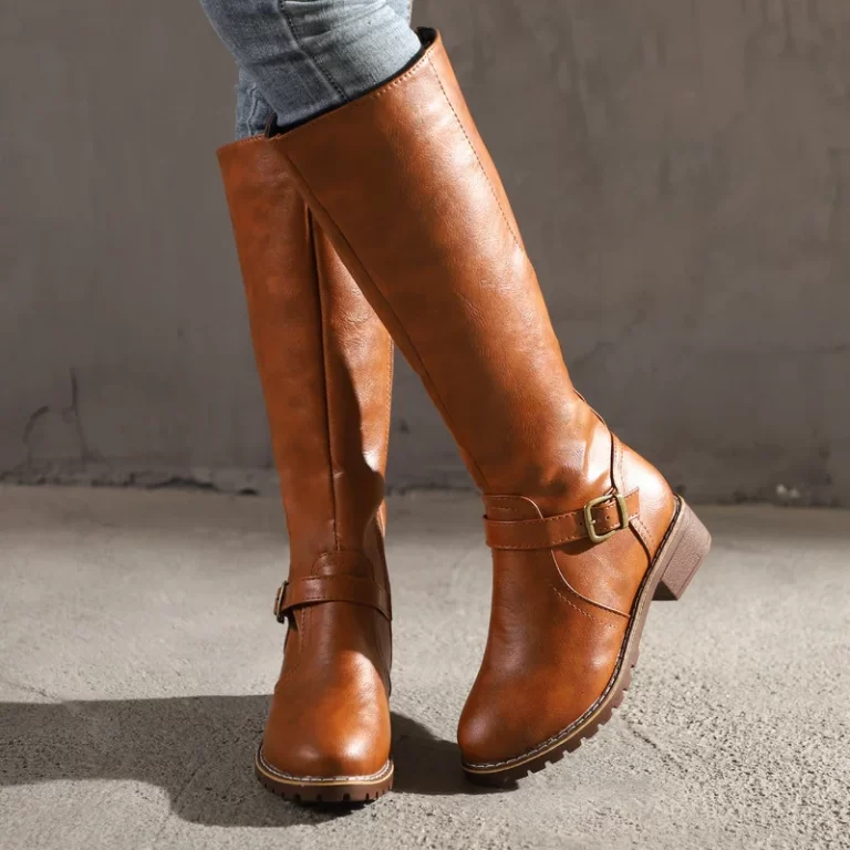 brown knee high boots with heel